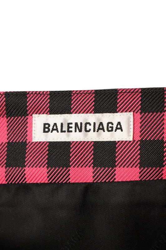 Balenciaga 642174 Tjo29 Button Design Check Skirt Women's 36 *12 28-1 6