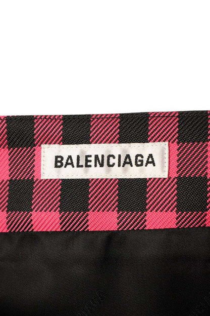 Balenciaga 642174 Tjo29 Button Design Check Skirt Women's 36 *12 28-1 6