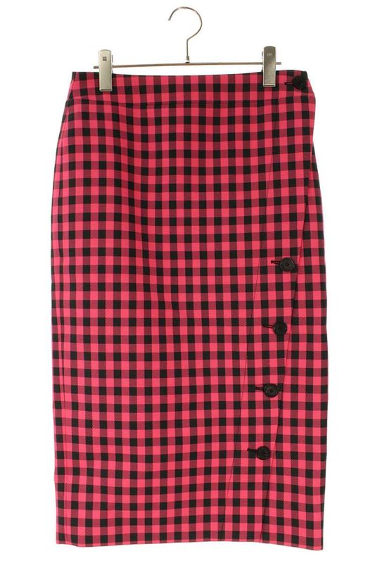 Balenciaga 642174 Tjo29 Button Design Check Skirt Women's 36 *12 28-1 6