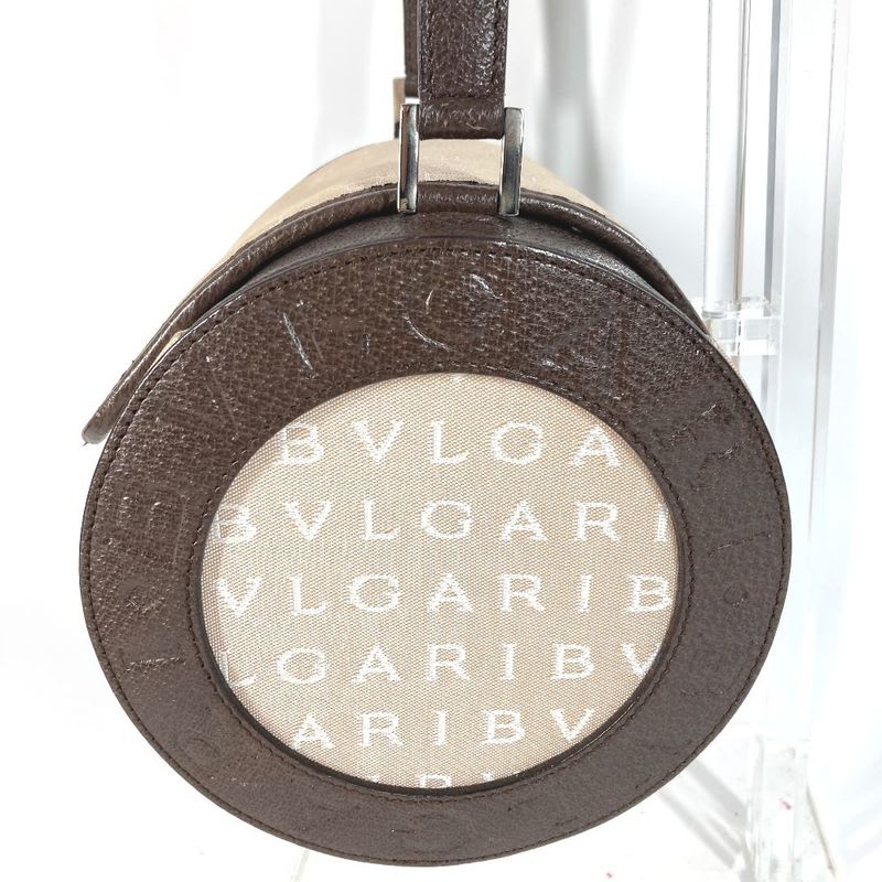 Bvlgari Handbag B.zero1 Drum Leather Canvas Beige