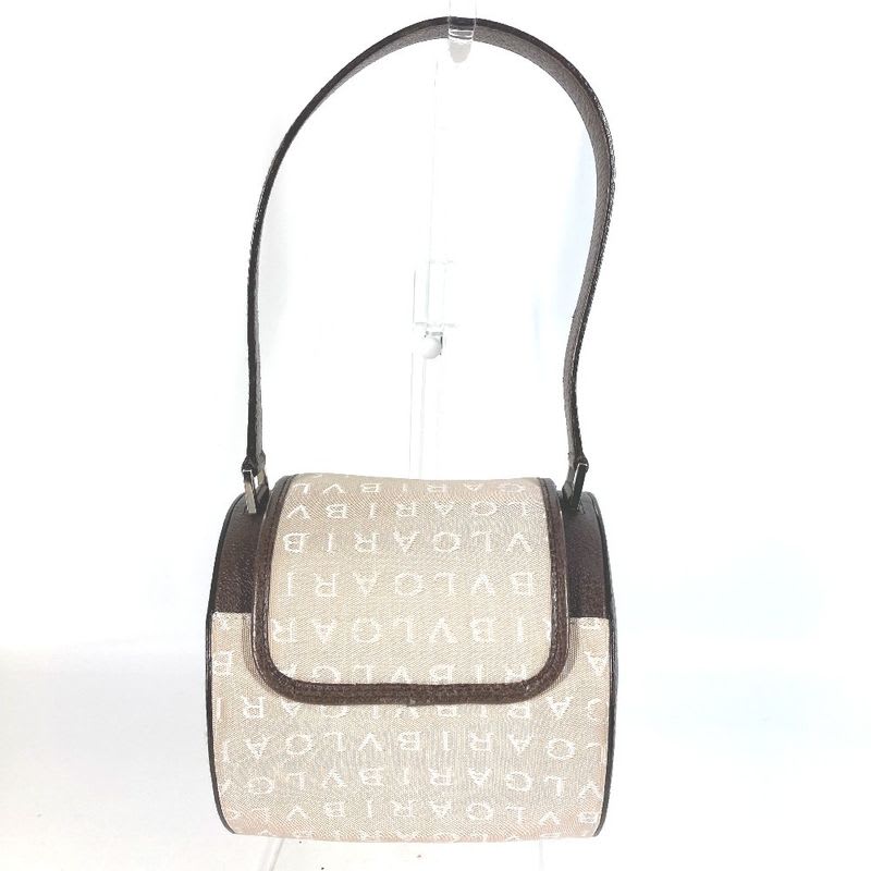 Bvlgari Handbag B.zero1 Drum Leather Canvas Beige