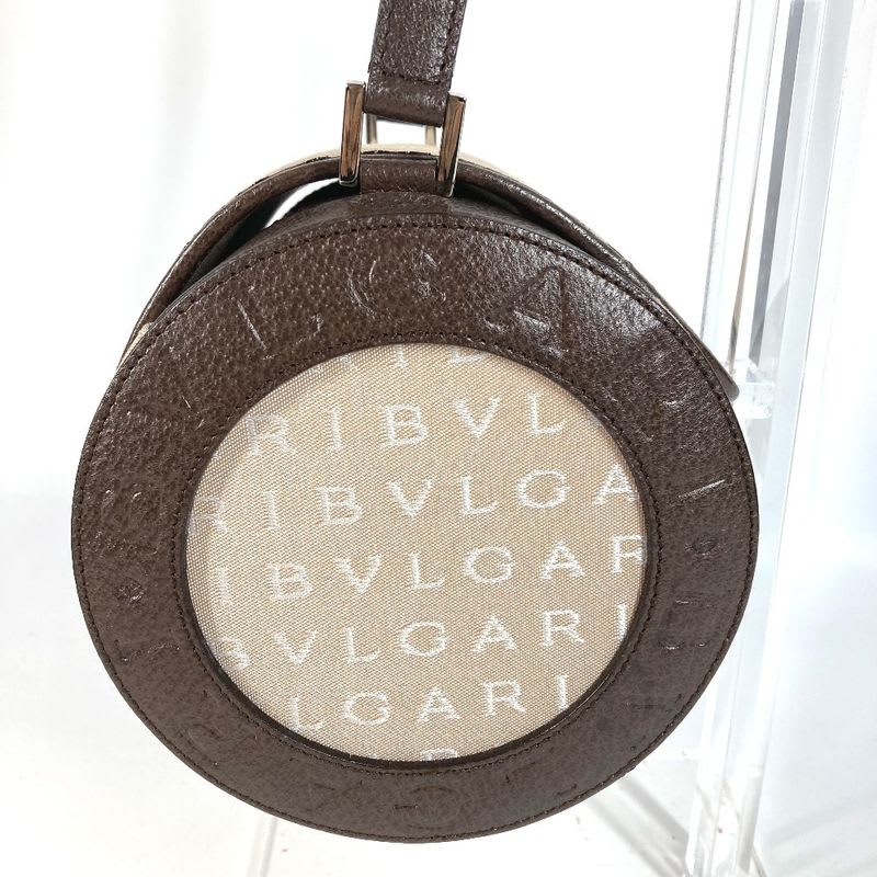Bvlgari Handbag B.zero1 Drum Leather Canvas Beige