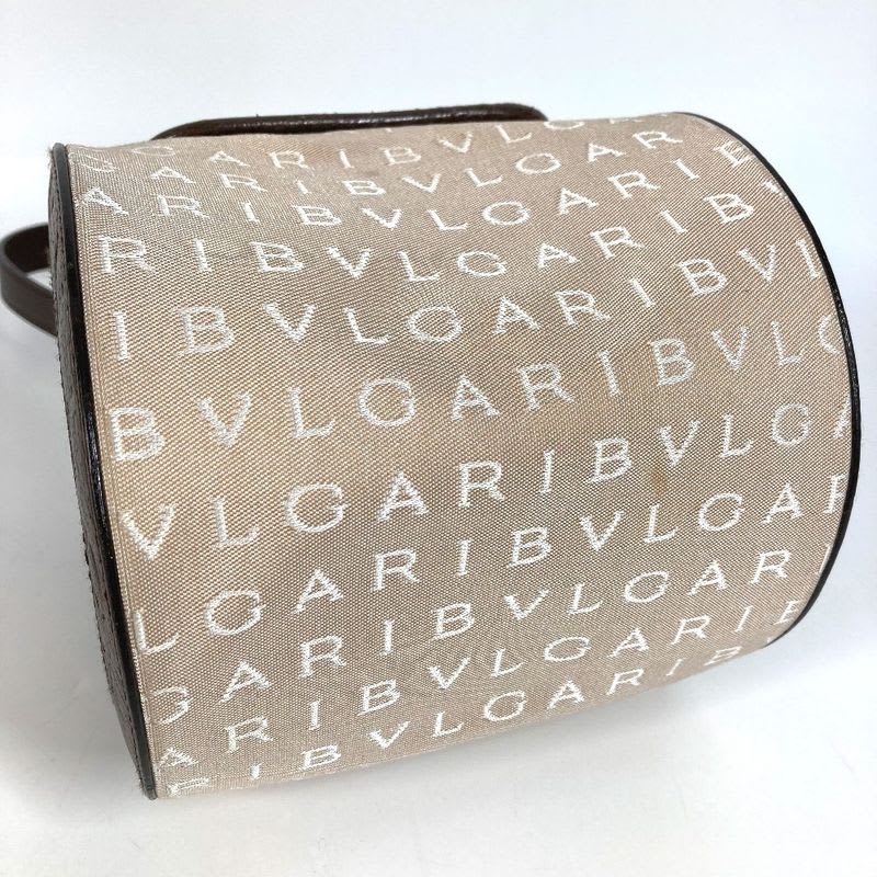 Bvlgari Handbag B.zero1 Drum Leather Canvas Beige