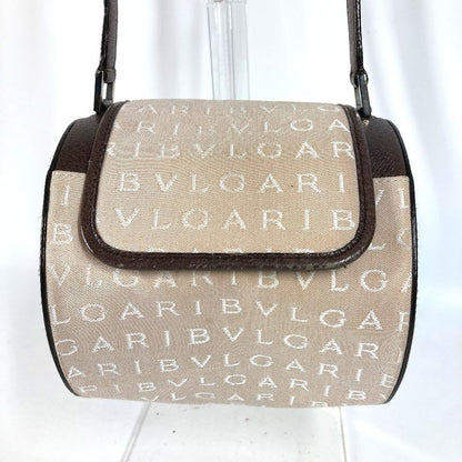 Bvlgari Handbag B.zero1 Drum Leather Canvas Beige
