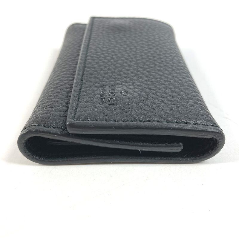 Gucci Key Case Logo 296678 Leather Black