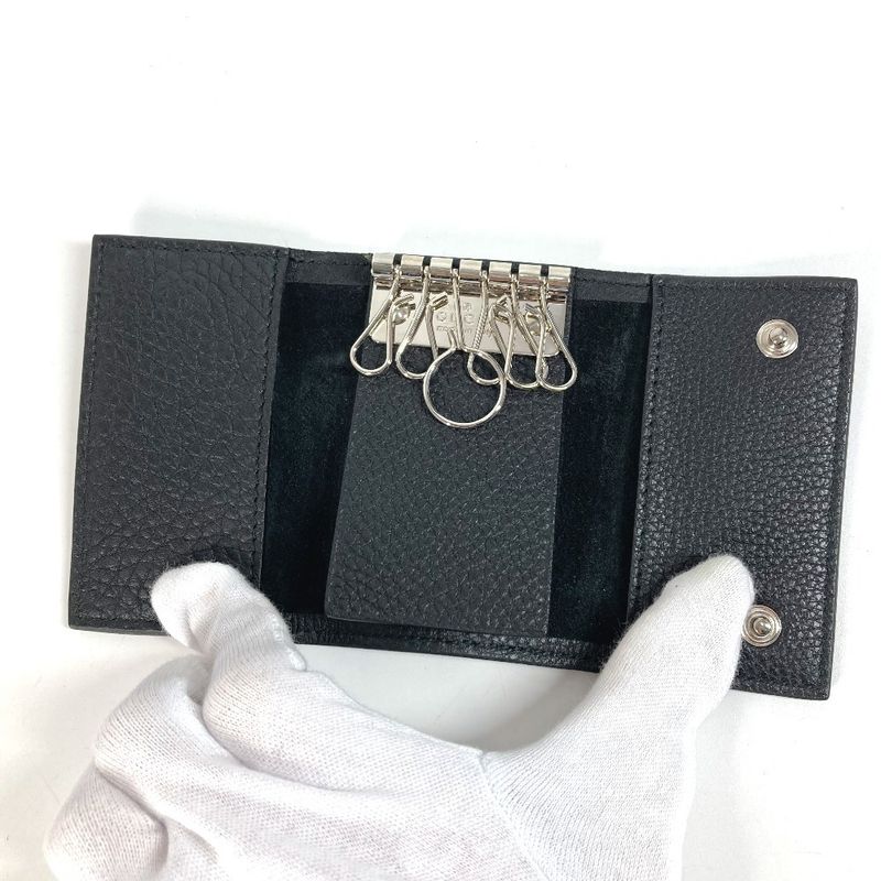 Gucci Key Case Logo 296678 Leather Black
