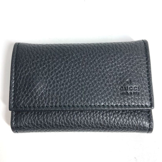 Gucci Key Case Logo 296678 Leather Black