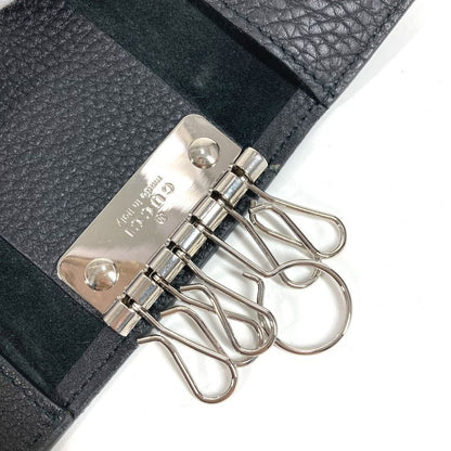 Gucci Key Case Logo 296678 Leather Black