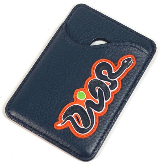 DIOR Card Case Saddle Magnet Card Holder Leather Navy