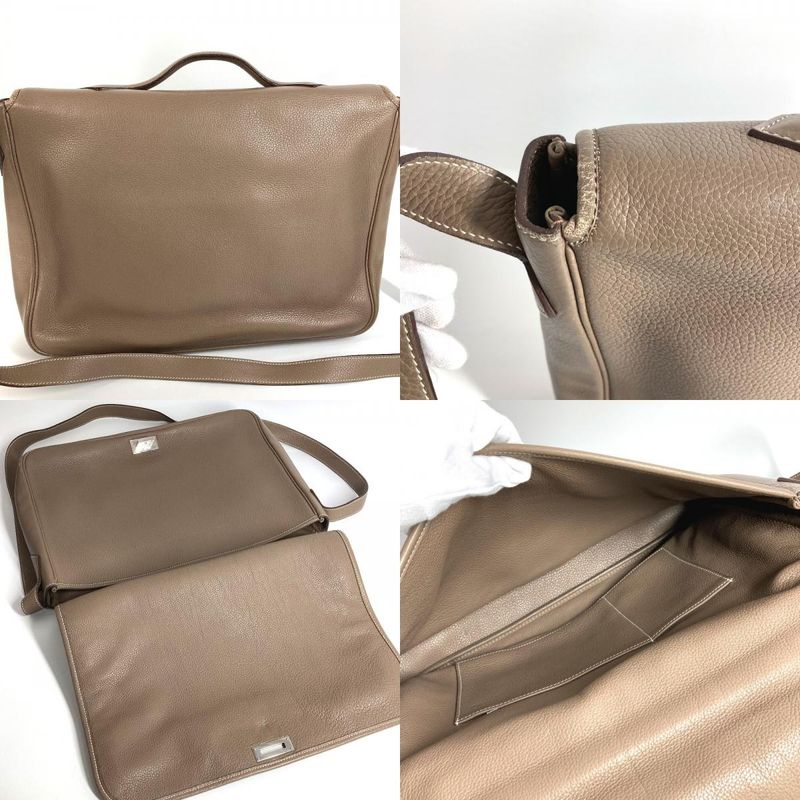 Hermes Handbag Victoria Messenger Bag Taurillon Clemence Etoupe Gray