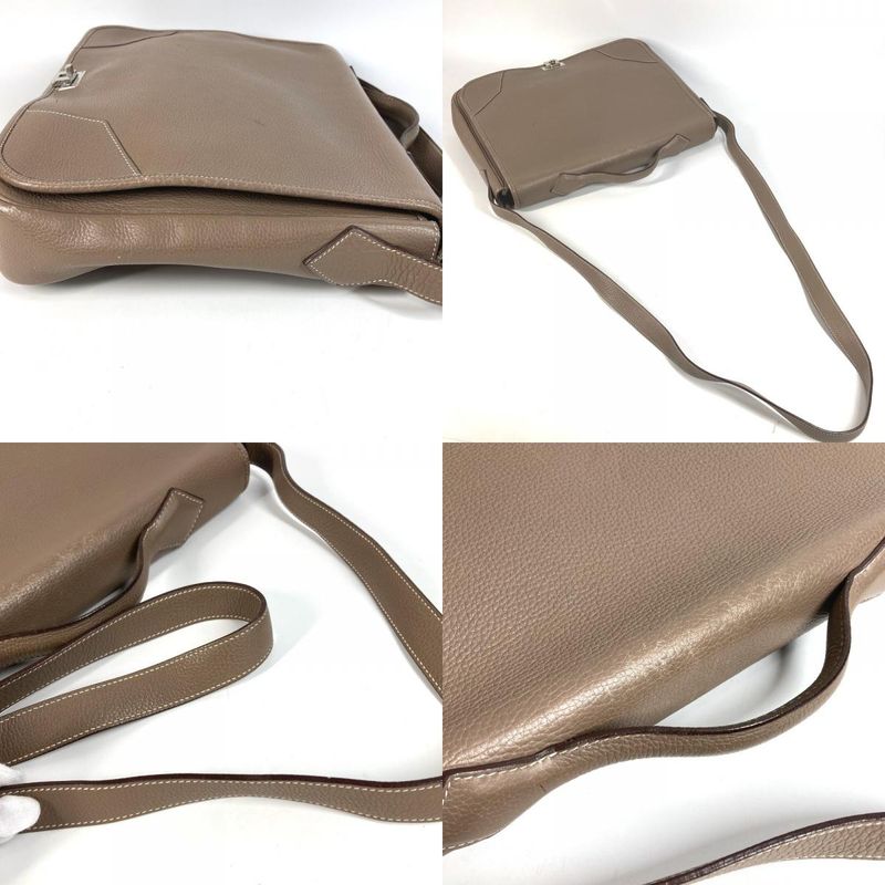 Hermes Handbag Victoria Messenger Bag Taurillon Clemence Etoupe Gray