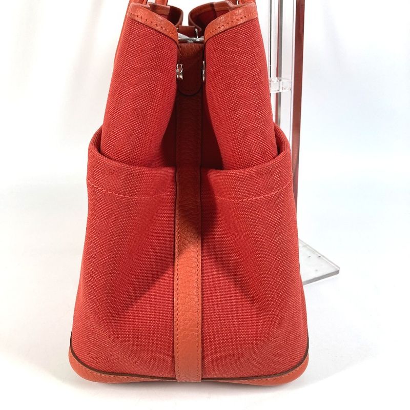 Hermes Handbag Garden Party Pocket 36 PM Toile Military Rouge Tomato X Capucines