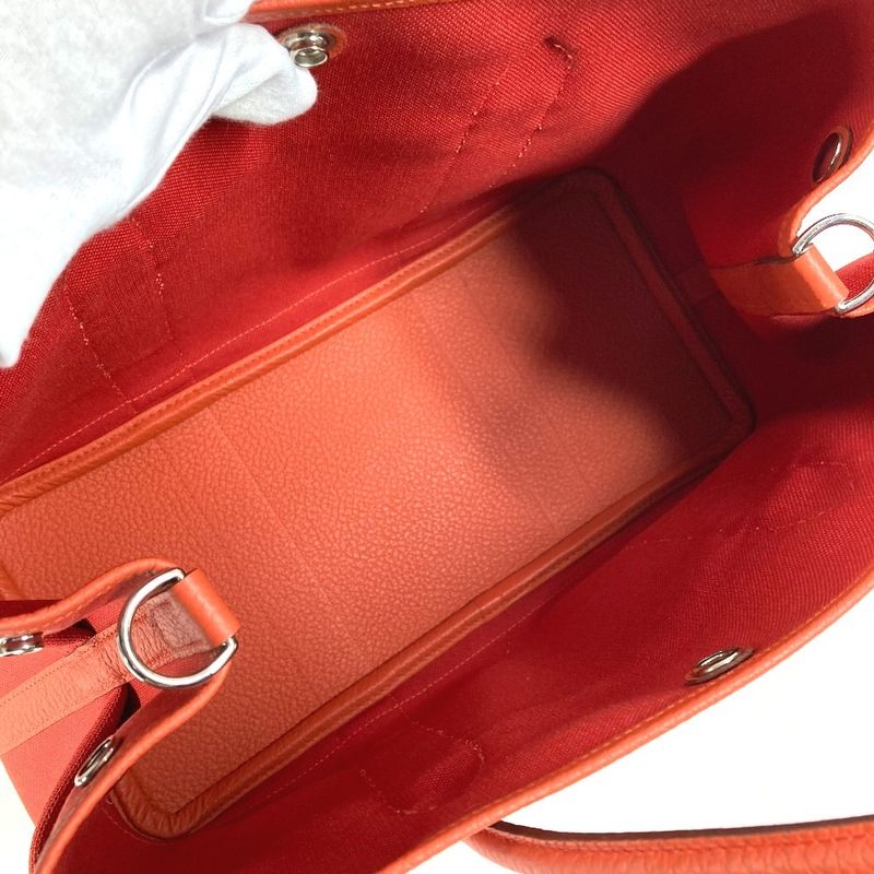 Hermes Handbag Garden Party Pocket 36 PM Toile Military Rouge Tomato X Capucines