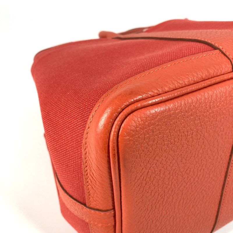 Hermes Handbag Garden Party Pocket 36 PM Toile Military Rouge Tomato X Capucines