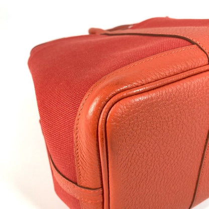 Hermes Handbag Garden Party Pocket 36 PM Toile Military Rouge Tomato X Capucines