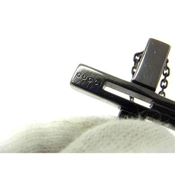 Gucci Necklace Cutout G Cross Black SV 925
