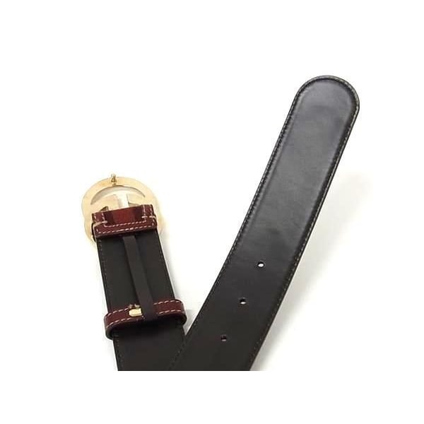 Gucci Belt Sherry Line Interlocking G Brown Canvas Leather Women's
