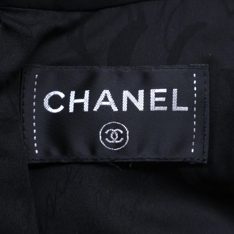 Chanel []16b P54617v37240 Coco Mark Plate Front Pleats Tweed 34