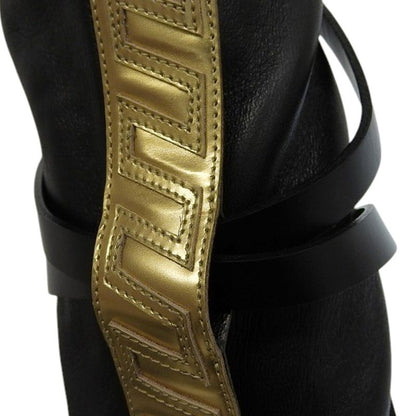 Louis Vuitton Leather Square Pillow Line Long Boots Shoes Women's Black 36 0271