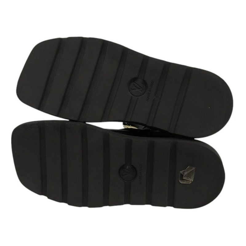 Louis Vuitton Leather Square Pillow Line Long Boots Shoes Women's Black 36 0271