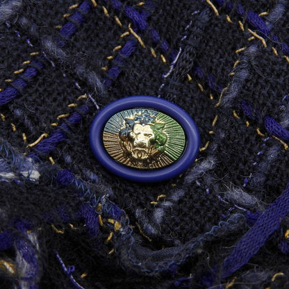 Chanel Tweed Sleeveless Tops Women's Navy 34 P55936 V42198 34