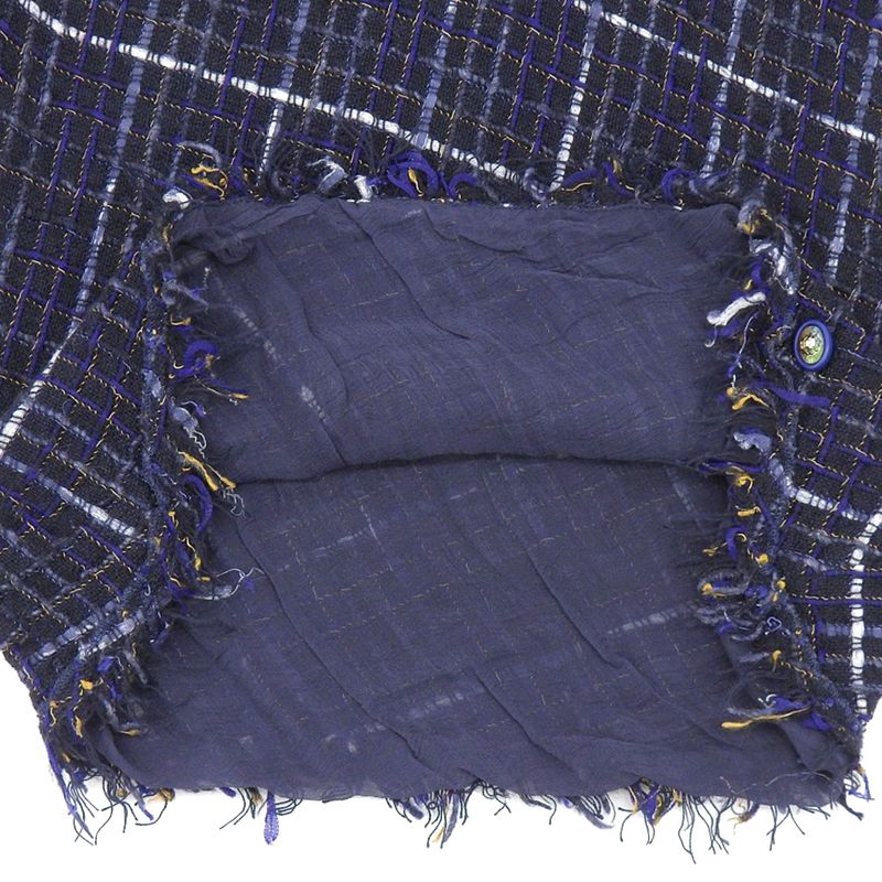 Chanel Tweed Sleeveless Tops Women's Navy 34 P55936 V42198 34