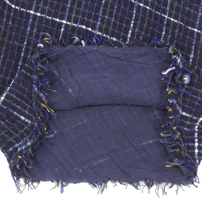 Chanel Tweed Sleeveless Tops Women's Navy 34 P55936 V42198 34