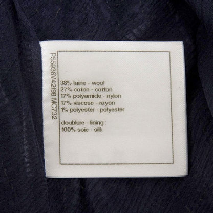 Chanel Tweed Sleeveless Tops Women's Navy 34 P55936 V42198 34