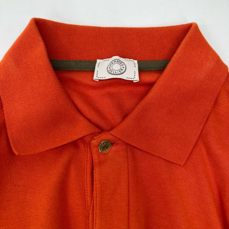 Hermes Orange Cotton Serie Button Polo Shirt XL