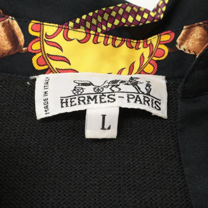 Hermes Silk Knit Switching All Over Pattern Long Sleeve Shirt L
