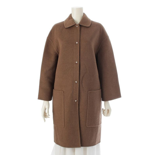 Hermes 21 Years Cashmere Lamb Leather Medor Coat Long Outerwear 17-7102 Brown 36