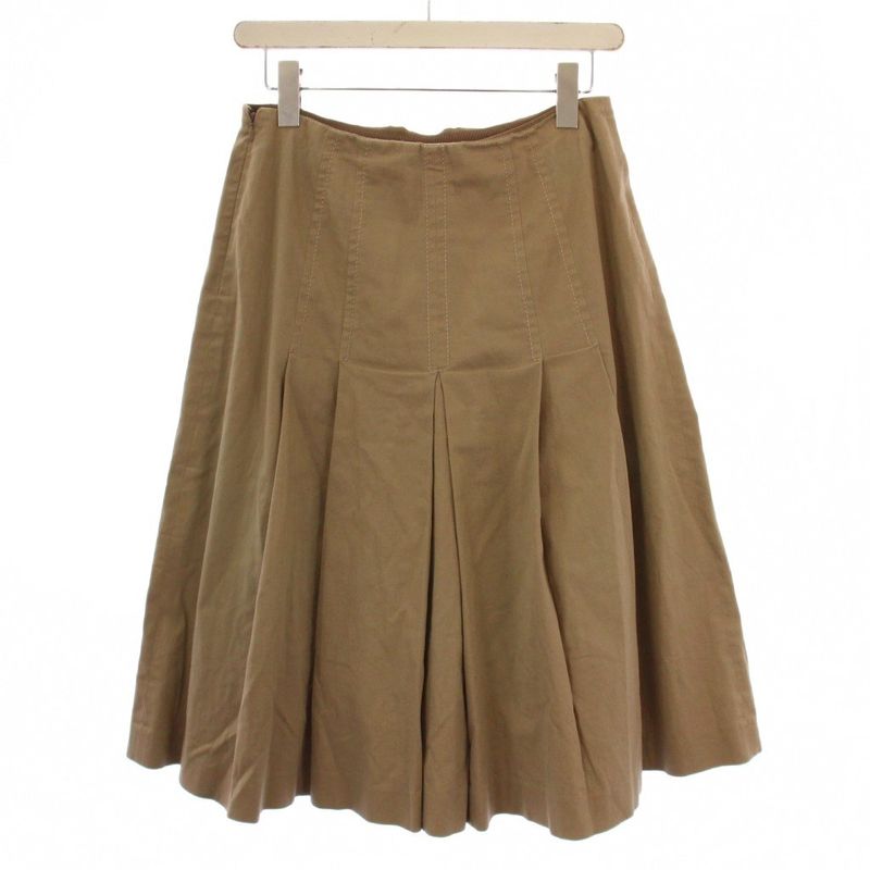Prada Tuck Skirt Knee Length 42 Beige BM