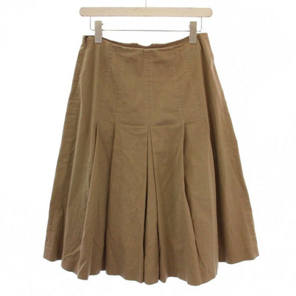 Prada Tuck Skirt Knee Length 42 Beige BM