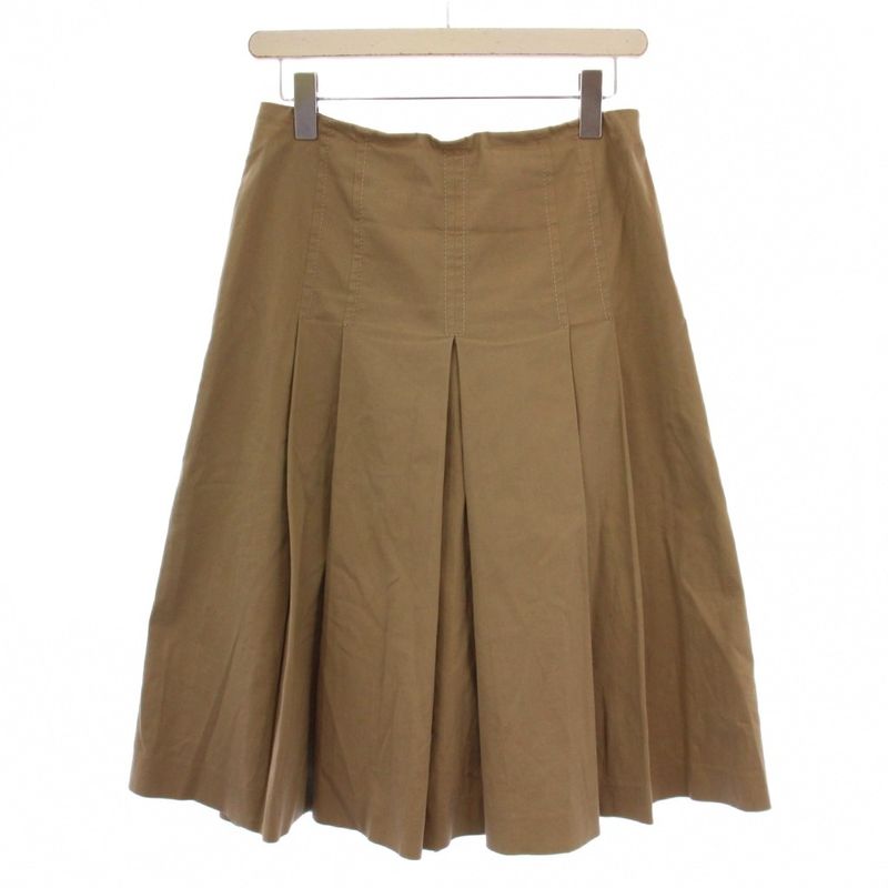 Prada Tuck Skirt Knee Length 42 Beige BM
