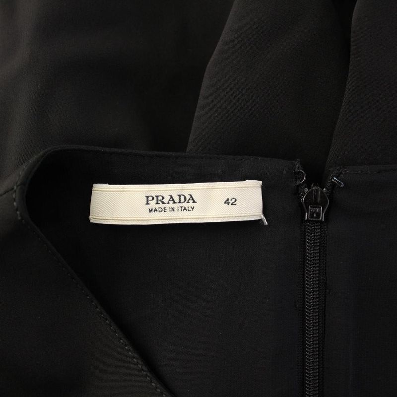 Prada Sleeveless Dress Knee Length 42 Black KH
