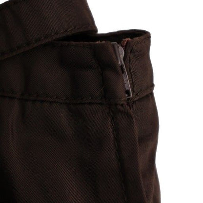 Prada Trapezoid Skirt Knee Length With Belt Nylon M Brown BM