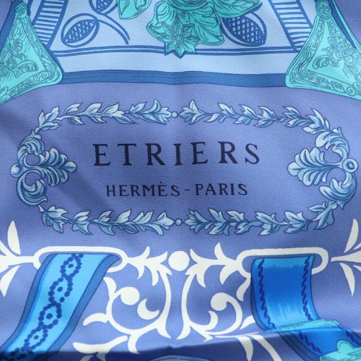 Hermes 20SS Kare90 Etriers Armor Remix Silk Scarf Multicolor Navy White SS • OS