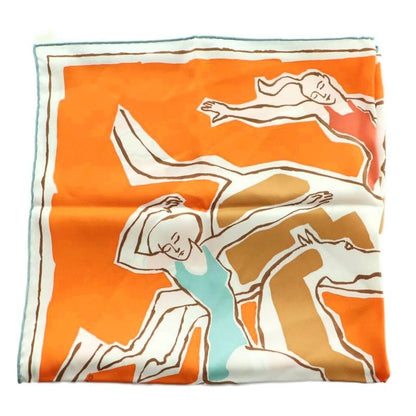 Hermes KARE 70 Chore Graphie Equestre Silk Scarf Multicolor Orange White SS • OS