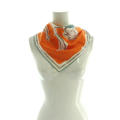 Hermes KARE 70 Chore Graphie Equestre Silk Scarf Multicolor Orange White SS • OS