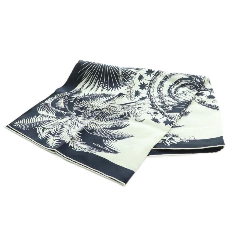 Hermes Carle70 Mythiques Phoenix The Myth Of The Phoenix Silk Scarf Navy White