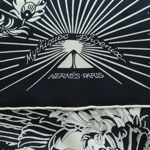 Hermes Carle70 Mythiques Phoenix The Myth Of The Phoenix Silk Scarf Navy White