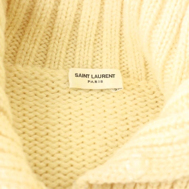 Saint Laurent Paris Gold Button Knit Jacket S Ivory DF • OS