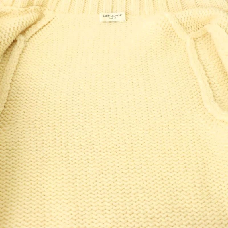 Saint Laurent Paris Gold Button Knit Jacket S Ivory DF • OS