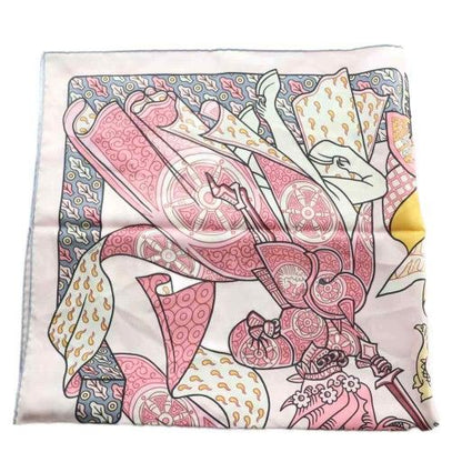 Hermes Kare90 Duels Oniriques Dreaming Duel Silk Scarf Multicolor Pink White SS