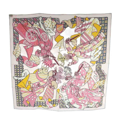 Hermes Kare90 Duels Oniriques Dreaming Duel Silk Scarf Multicolor Pink White SS