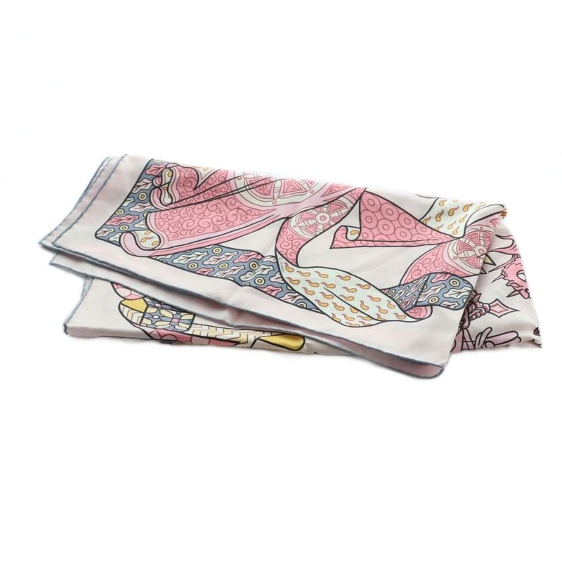 Hermes Kare90 Duels Oniriques Dreaming Duel Silk Scarf Multicolor Pink White SS