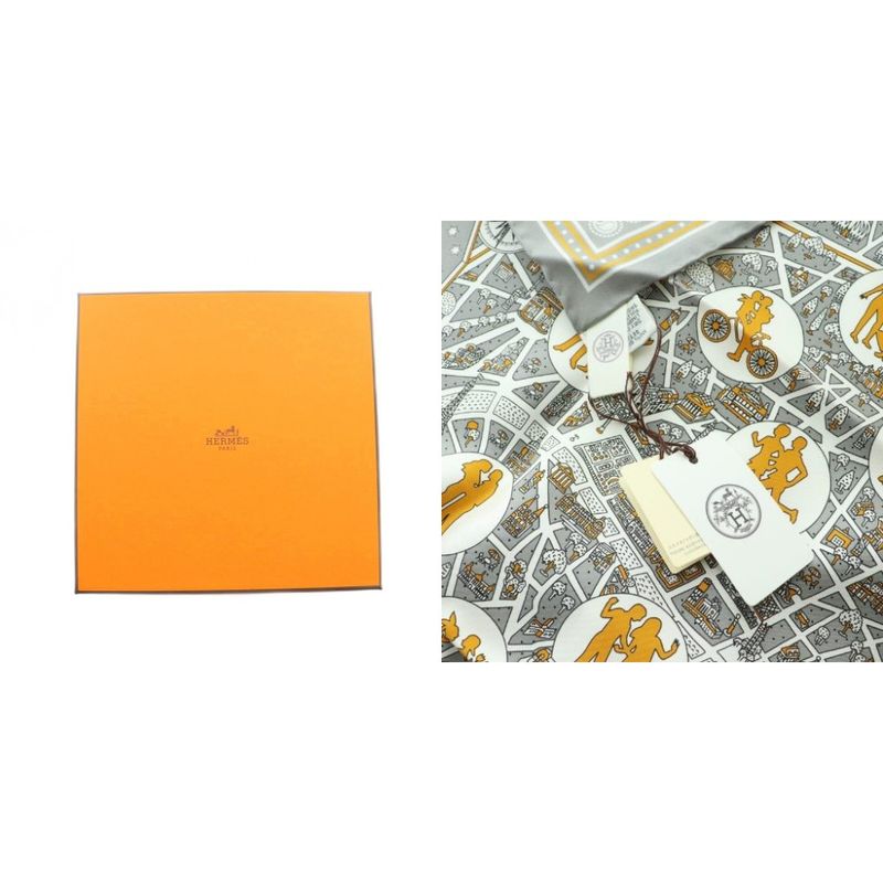 Hermes CARE 55 LES Nouveaux Amoureux New Paris Lover Bandana Scarf Silk