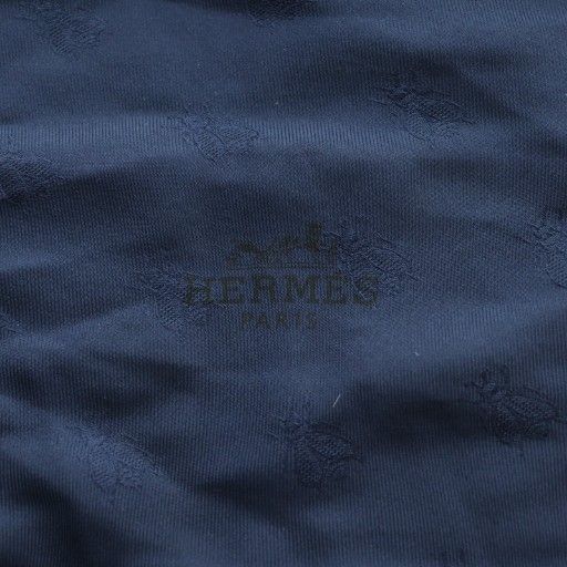 Hermes BEE Embroidery Scarf Navy SS • OS