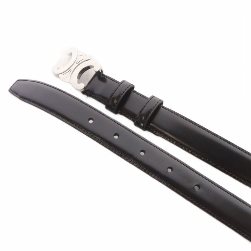 Celine Small Triomphe Belt Leather 85 Black YO30 • AD • OH