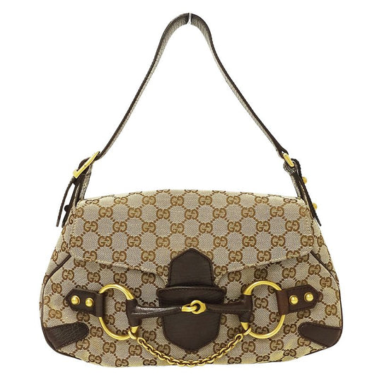 Gucci Bag Women's Brand Shoulder Bag GG Canvas Horsebit Beige Brown 114915 One